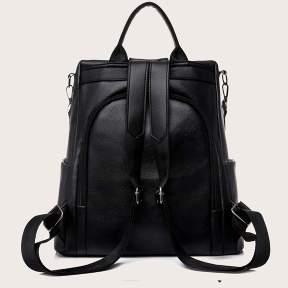 Classic Vegan Leather Zipper Mini Back Pack Minimalist - Picture 10 of 11